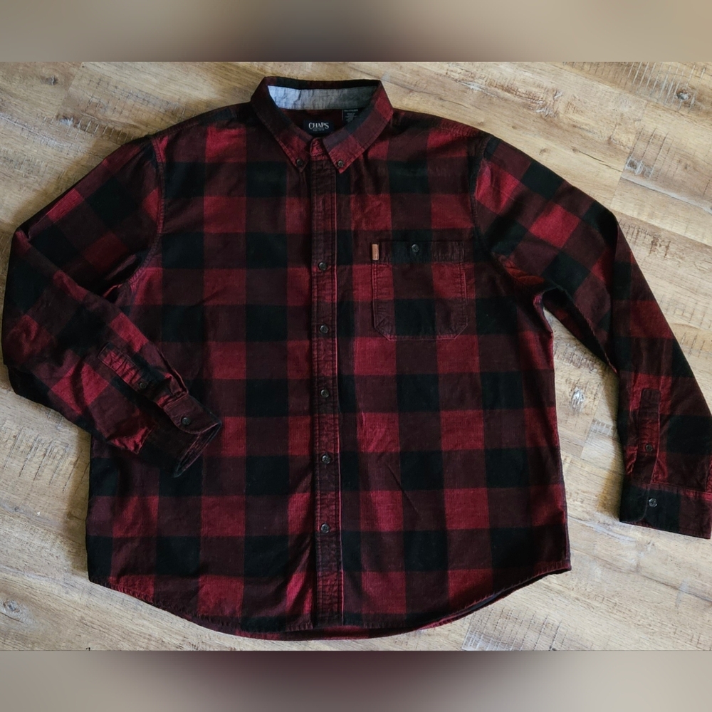 Ralph Lauren Chaps XXL Buffalo Check Corduroy Buttondown